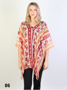 Reversible Pearl Chiffon Top with Elephants Print